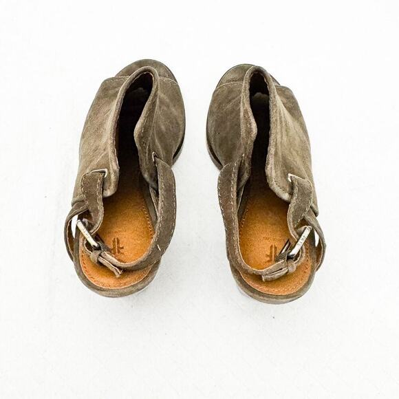 FRYE Dani Shield Slingback Ankle Suede Peep Toe Bootie Size 10 Green MINT - Picture 2 of 5